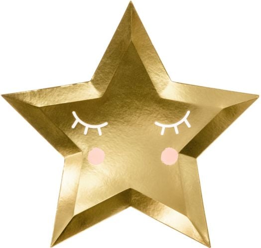Златни чинийки PartyDeco - Звезда, 6 бр.