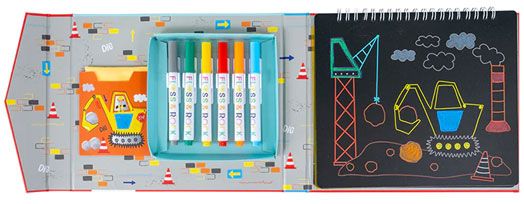 Творчески комплект Floss & Rock, Chalkboard Sketchbook, Construction - Строителни машини