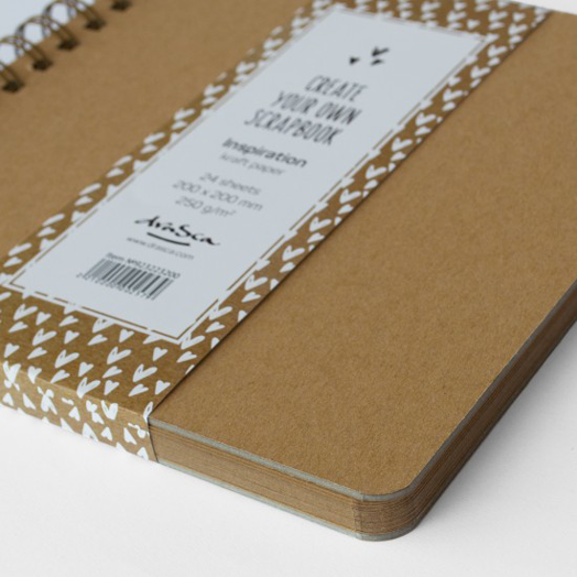 Скрапбук Drasca Inspiration Kraft със спирала, 24 листа