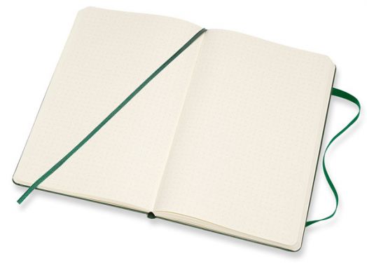 Голям лавровозелен тефтер Moleskine Classic Myrtle Green Dotted с твърди корици и листа на точки