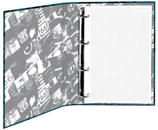 Папка Busquets Route 66 2021 с 120 листа, 4 ринга и ластик