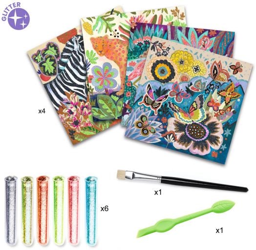 Комплект за рисуване с брокат Djeco - Тропик