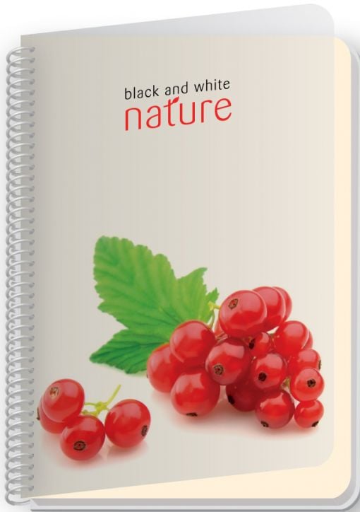 Тетрадка Black & White Nature A5 със спирала и 4 теми, 180 листа - широки редове