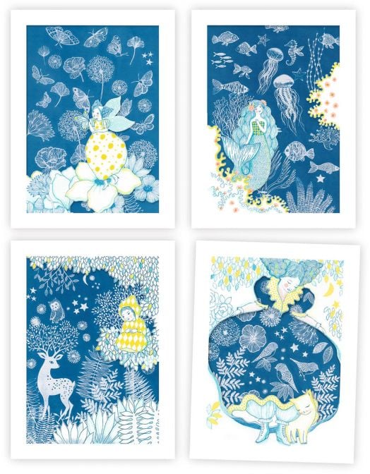 Креативен комплект Djeco In The Moonlight - циано печат