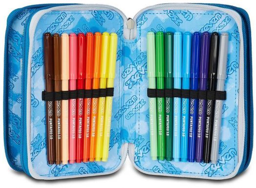 Ученически несесер Seven Quick Graffiti с три отделения, пълен