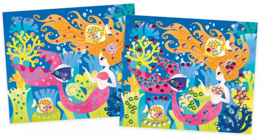 Творчески комплект Janod - Мозайка с пайети, русалки