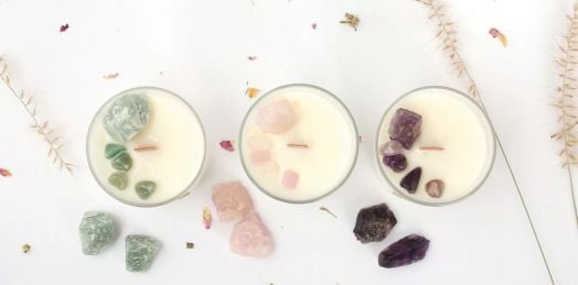 Комплект за правене на свещ Graine Creative - Литотерапия Авантюрин