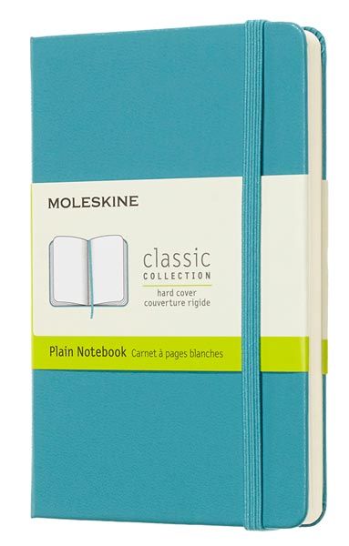 Джобен пастелносин тефтер Moleskine Classic Reef Blue с твърди корици и нелинирани страници
