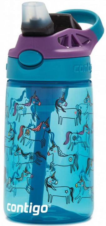 Детска бутилка за вода Contigo Gizmo Flip с еднорози, 420 мл.