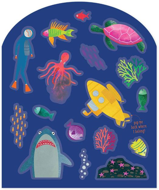 Книжка със стикери Floss & Rock, Stick and Play, Deep Sea - Морски животни