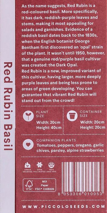 Семена за босилек Red Rubin Piccolo