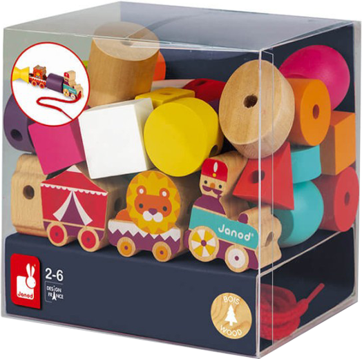 Дървена игра за нанизване Janod - Цирк