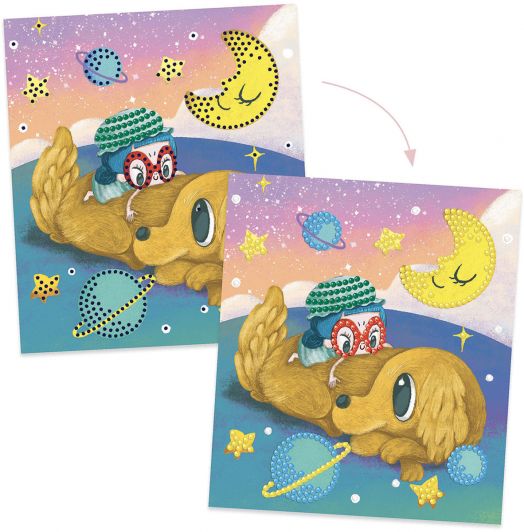 Тврочески комплект Djeco - Направи си сам картини с цветни камъчета