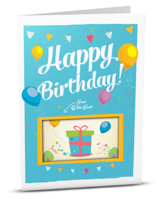 iGreet синя картичка - Подарък изненада