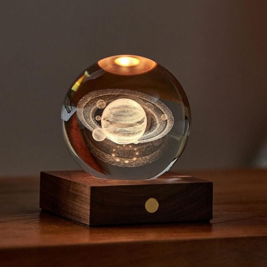 Нощна лампа Gingko Amber Crystal Light Saturn