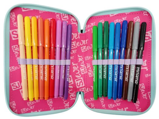 Ученически несесер Seven SJ Ever Multiheart с три отделения, пълен