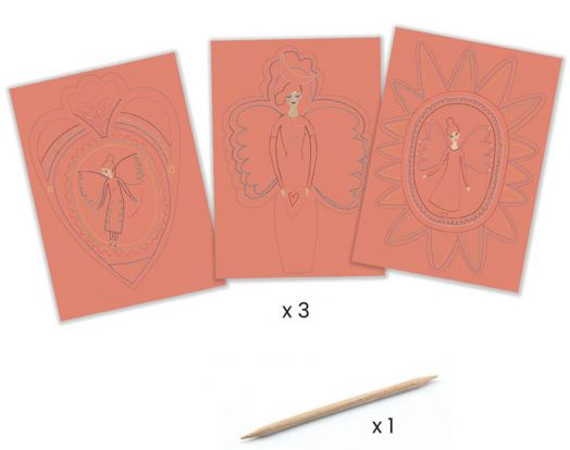 Комплект скреч карти Djeco - Ангели