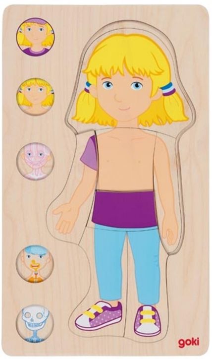 Дървен пъзел Goki - Скрита антомия, момиче