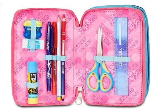 Ученически несесер Seven SJ Shady Dye с три отделения, пълен