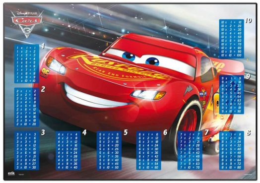 Подложка за бюро с таблица за умножение Cars 3