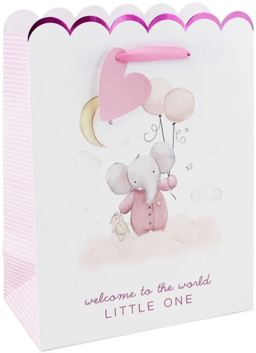 Подаръчна торбичка Eurowrap - Бебешка слон, за момиче, малка