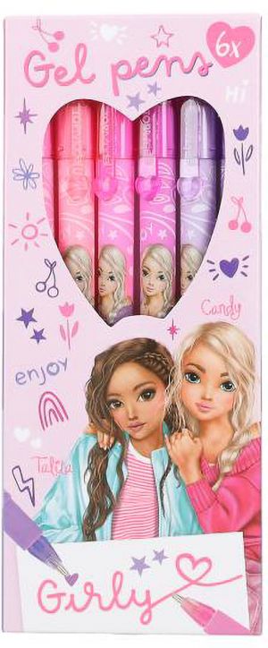 Комплект разноцветни гел химикалки Top Model Girly, 6 бр.