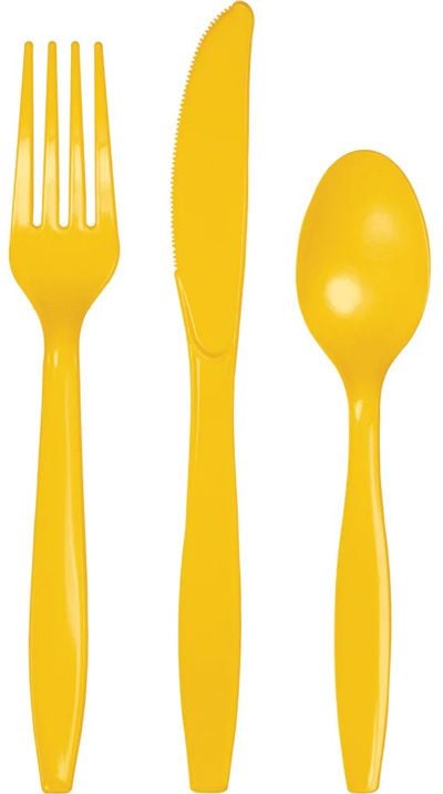 Пластмасови прибори Creative Party - Жълти, 24 бр.