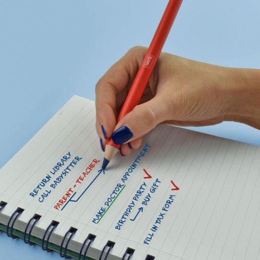 Двустранен молив за звуков модел Legami - Червен и син