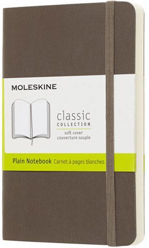 Джобен кафяв тефтер Moleskine Classic Earth Brown с меки корици и нелинирани страници