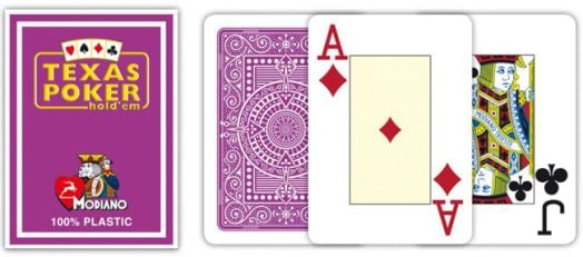 Покер карти Texas Poker 100% Plastic, лилави