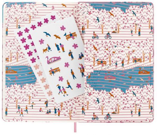 Класически тефтер Moleskine Sakura Bicycle с твърди корици и линирани страници