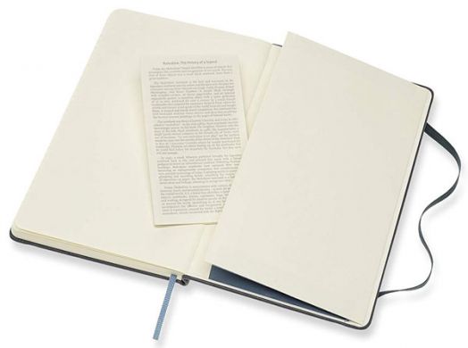 Класически тъмносин кожен тефтер Moleskine Leather Avio с твърди корици и линирани страници