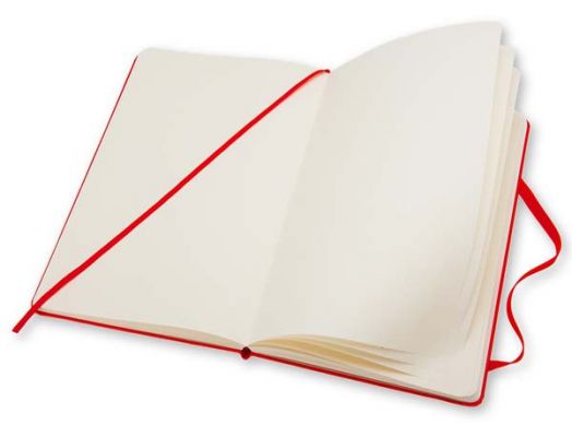 Джобен червен тефтер Moleskine с твърди корици, нелинирани страници