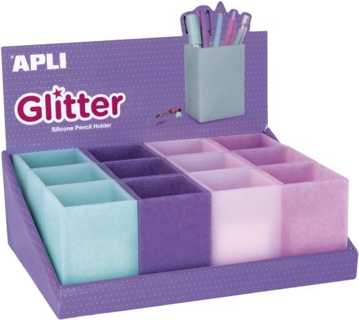 Силиконов моливник Apli Glitter, квадратен