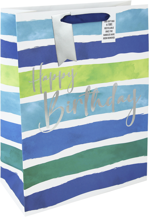 Подаръчна торбичка Eurowrap - Сини ивици, голяма
