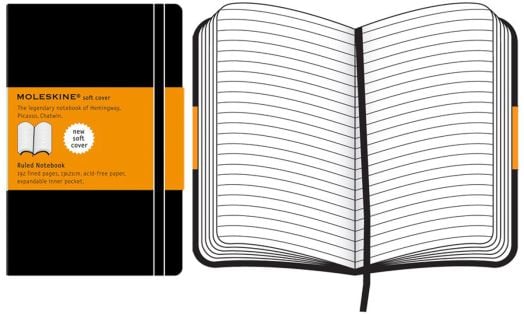 Джобен тефтер Moleskine Classic с меки корици, линирани листа