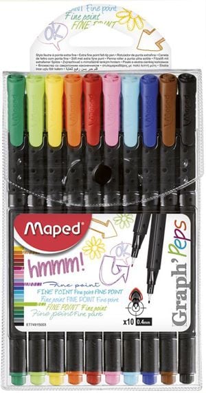 Комплект тънкописци Maped Graph Peps, 10 цвята