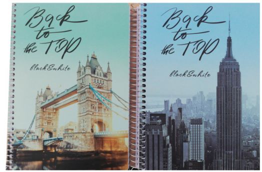 Тетрадка Black & White А5 със спирала и 4 теми, 140 листа - широки редове