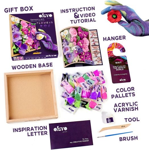 Творчески комплект Okto - Декорация с лек моделин - цветя 