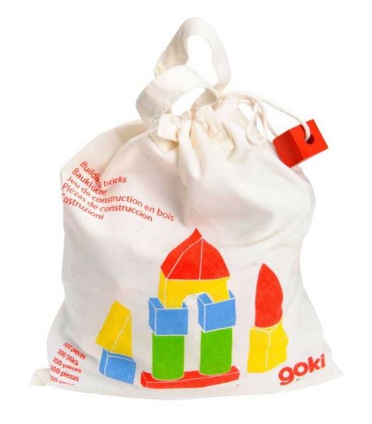 Дървен конструктор Goki, в торбичка
