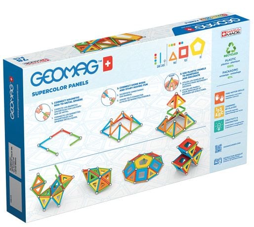 Магнитен конструктор Geomag - Supercolor Panels Recycled, 78 части