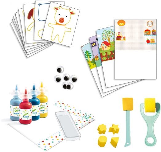 Комплект за оцветяване Djeco - Рисуване с гъба