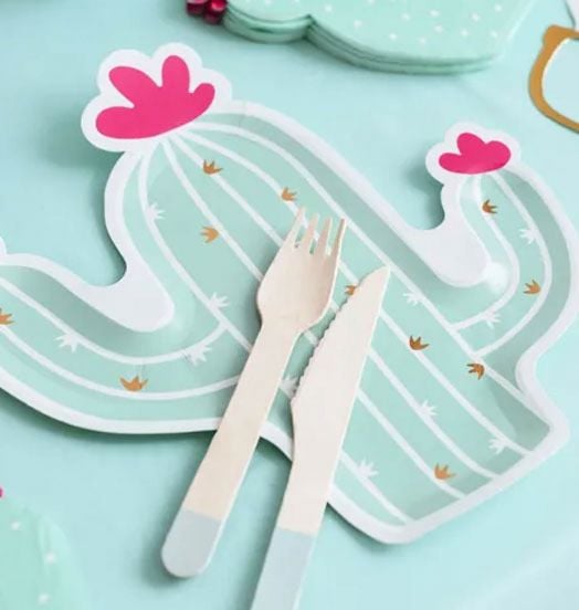 Дървени прибори PartyDeco, Син цвят, 18 бр.