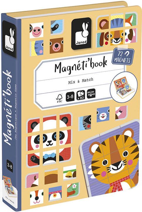 Детска магнитна книга Janod - Смеси и подреди картинката