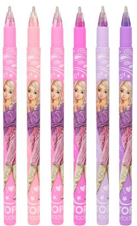 Комплект разноцветни гел химикалки Top Model Girly, 6 бр.