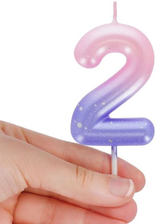 Свещ за рожден ден Legami - Цифра 2, розова