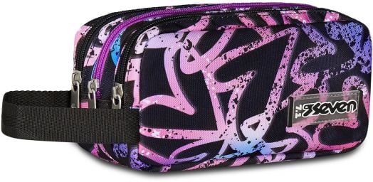 Ученически несесер Seven Freethink Lavender с три отделения и ръкохватка