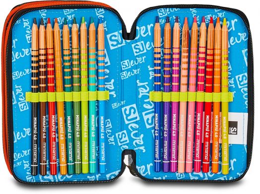 Ученически несесер Seven SJ Ever Rules с три отделения, пълен