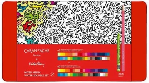 Комплект моливи и пастели Caran D'Ache - Keith Haring, Special Edition
