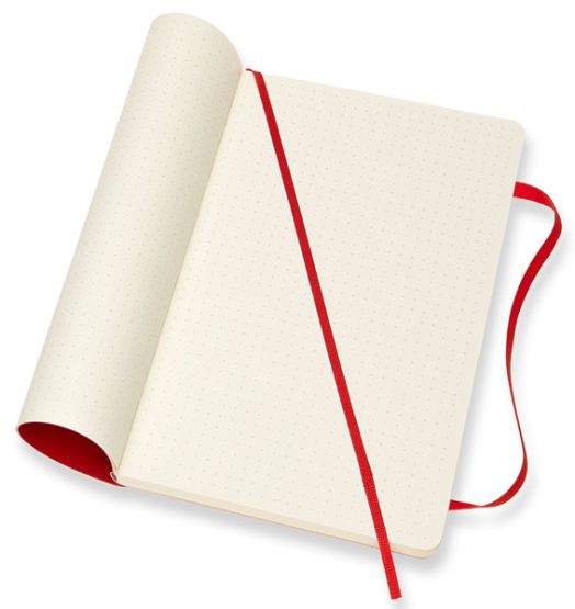 Класически червен тефтер Moleskine Classic Red Scarlet Dotted с твърди корици и листа на точки